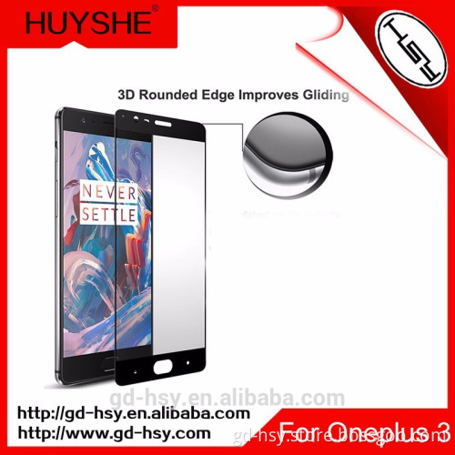 HUYSHE Mobile Phone Use 9h best 3d full cover tempered glass screen protector for oneplus 3